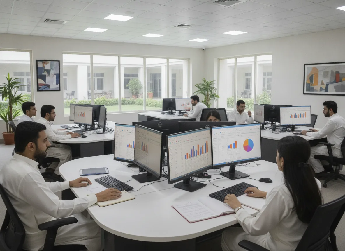 real photo of a modern school administration office